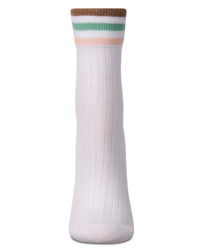 Women's Cotton-Rich Sporty Ankle Sock with 3 Thin Varsity Stripes