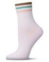 Women's Cotton-Rich Sporty Ankle Sock with 3 Thin Varsity Stripes