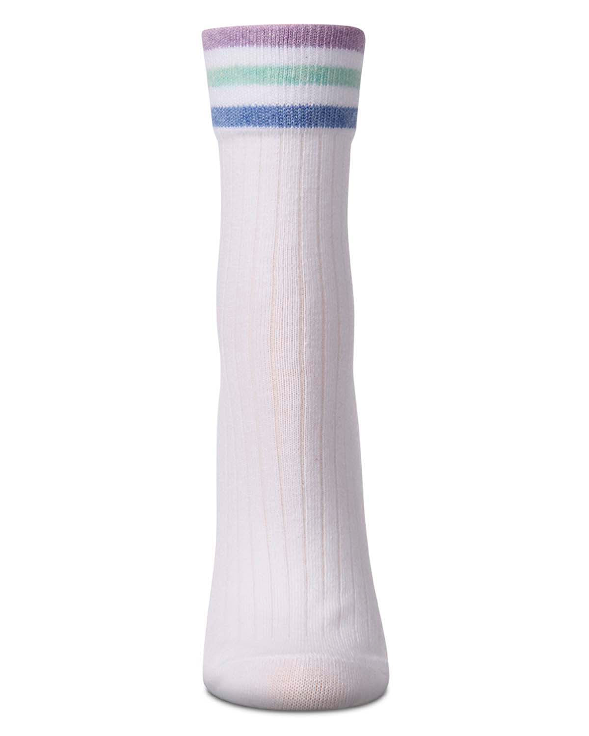 Women's Cotton-Rich Sporty Ankle Sock with 3 Thin Varsity Stripes