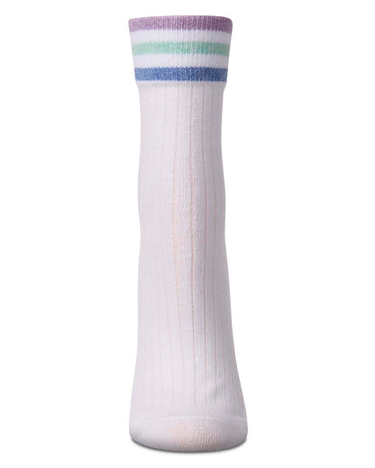 Women's Cotton-Rich Sporty Ankle Sock with 3 Thin Varsity Stripes