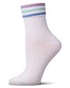Women's Cotton-Rich Sporty Ankle Sock with 3 Thin Varsity Stripes