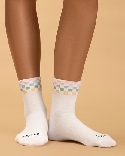 Women's Checker-Trim Cotton-Rich Sporty Ankle Sock
