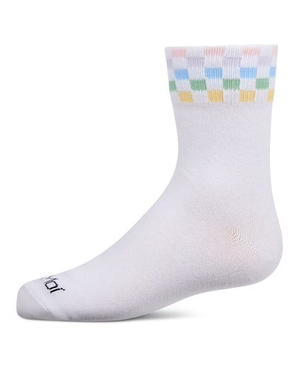 Women's Checker-Trim Cotton-Rich Sporty Ankle Sock