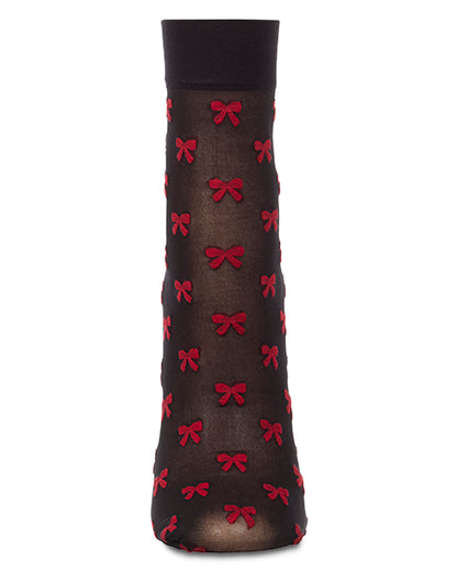 Women's Silky-Sheer Bow-Print Ankle Sock