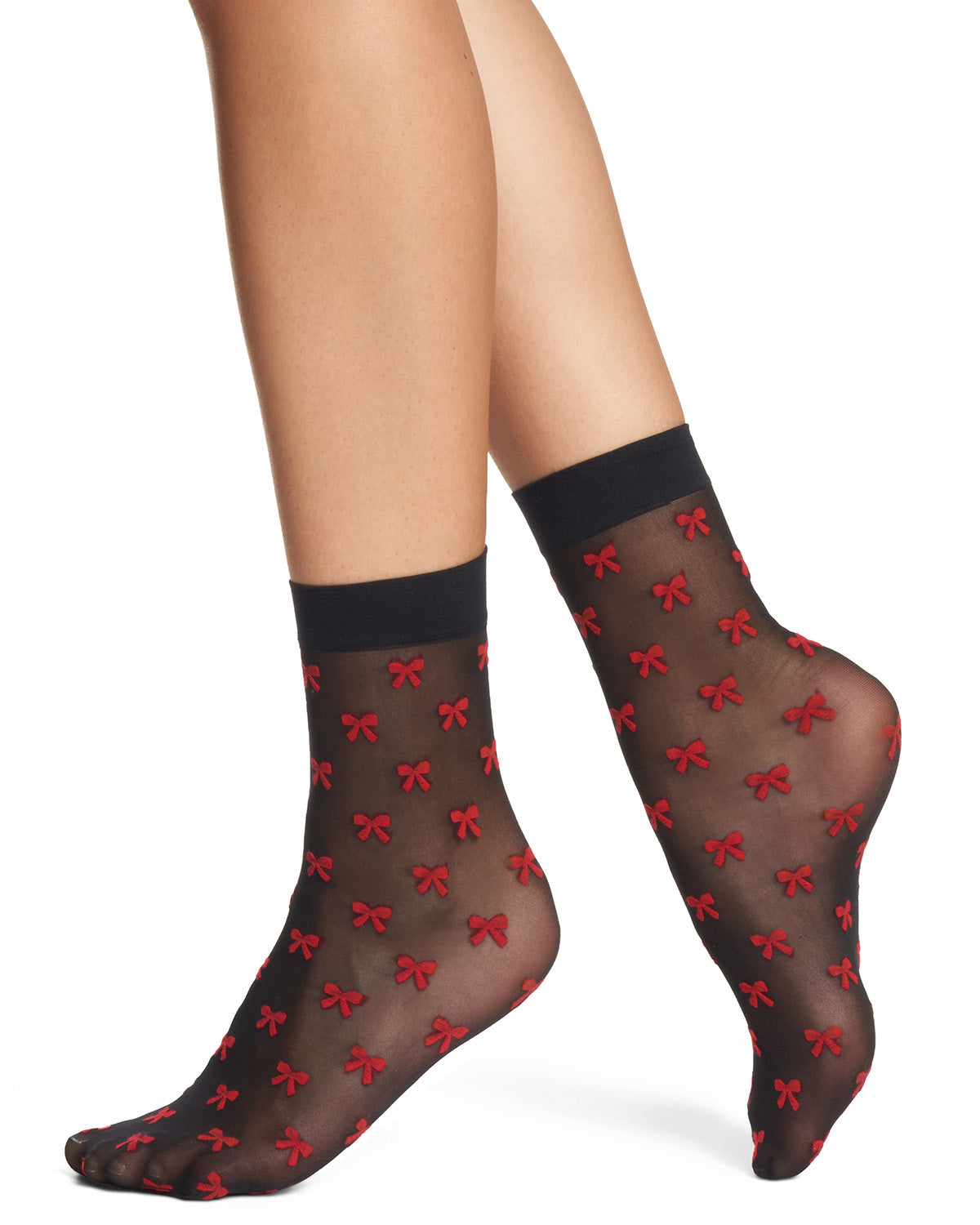 Women's Silky-Sheer Bow-Print Ankle Sock