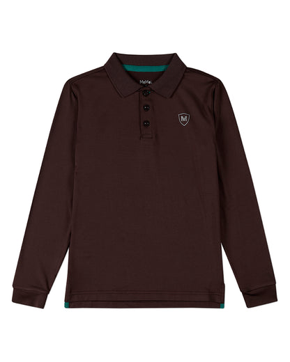 Boys Silky Soft Dri-Effect Moisture Wicking Long Sleeve Polo Shirt