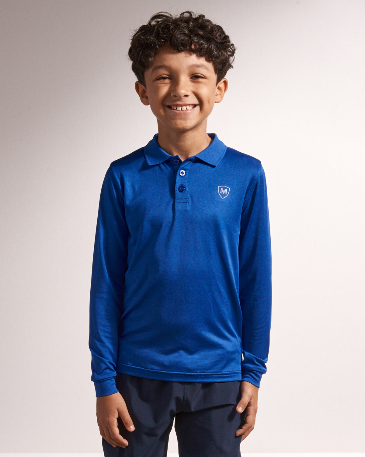 Boys Silky Soft Dri-Effect Moisture Wicking Long Sleeve Polo Shirt
