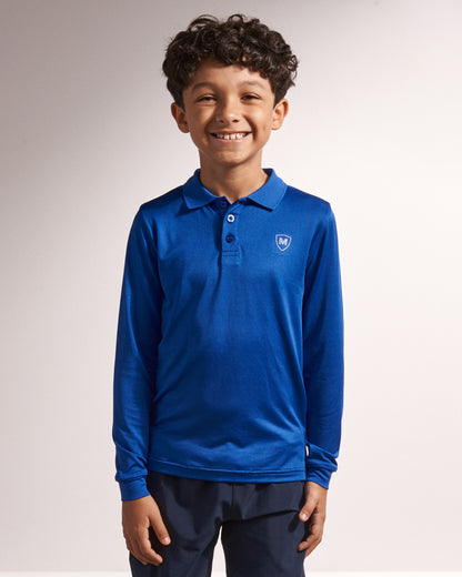 Boys Silky Soft Dri-Effect Moisture Wicking Long Sleeve Polo Shirt