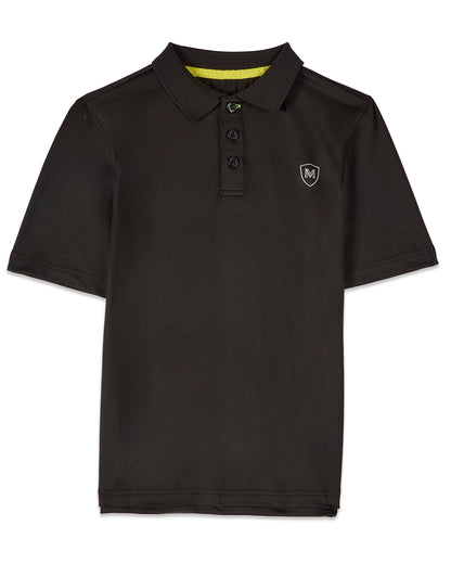 Boys Silky Soft Dri-Effect Moisture Wicking Short Sleeve Polo Shirt : Color: Black