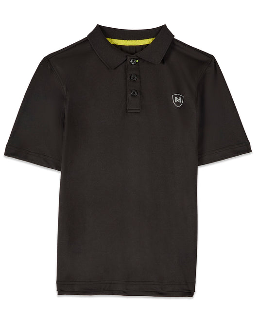 Boys Silky Soft Dri-Effect Moisture Wicking Short Sleeve Polo Shirt : Color: Black