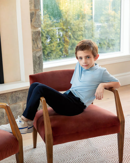 Boys Silky Soft Dri-Effect Moisture Wicking Short Sleeve Polo Shirt : Color: Cashmere Blue