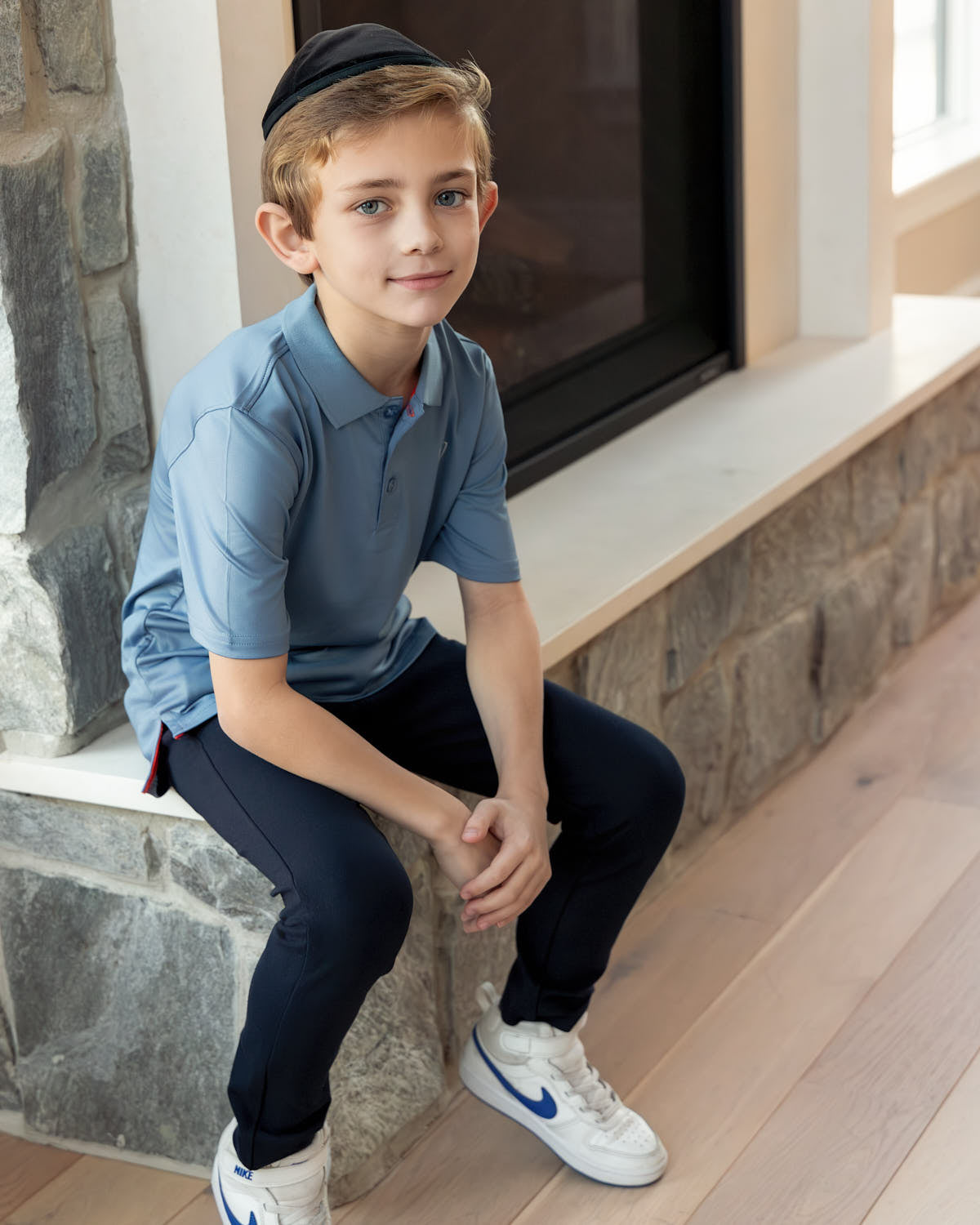 Boys Silky Soft Dri-Effect Moisture Wicking Short Sleeve Polo Shirt : Color: Infinity