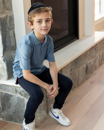 Boys Silky Soft Dri-Effect Moisture Wicking Short Sleeve Polo Shirt : Color: Infinity