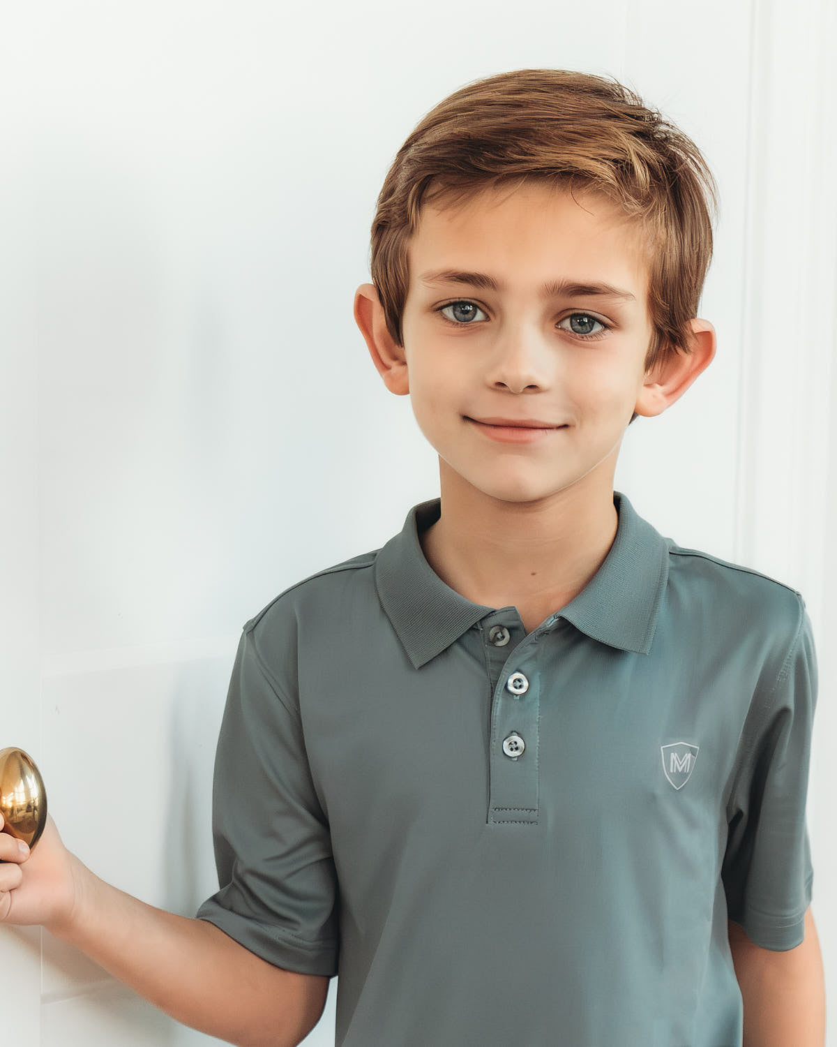 Boys Silky Soft Dri-Effect Moisture Wicking Short Sleeve Polo Shirt : Color: Silver Blue