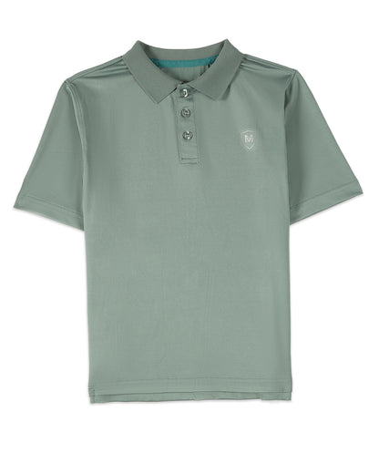 Boys Silky Soft Dri-Effect Moisture Wicking Short Sleeve Polo Shirt : Color: Silver Blue