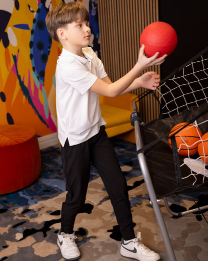 Boys Silky Soft Dri-Effect Moisture Wicking Short Sleeve Polo Shirt : Color: White