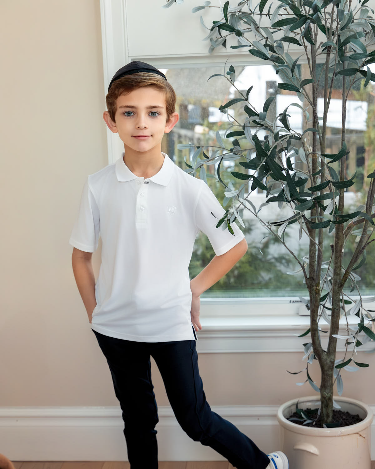 Boys Silky Soft Dri-Effect Moisture Wicking Short Sleeve Polo Shirt : Color: White