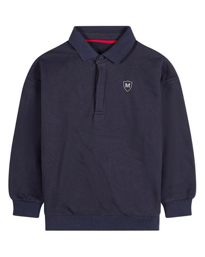 Boys Long-Sleeve Cotton-Rich Fleece Polo Sweatshirt