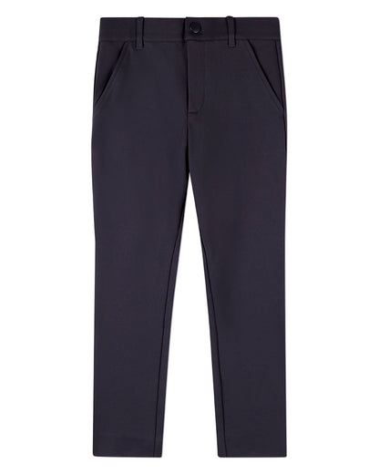 Boys Rayon-Blend 2-Pocket Solid-Color Stretch Knit Dress Pants