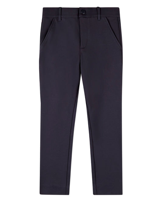 Boys Rayon-Blend 2-Pocket Solid-Color Stretch Knit Dress Pants