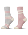 2 Pair Women's Ribbed Stripe Buttersoft Crew Socks : Color: Alloy