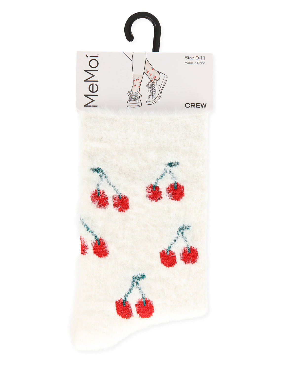 Women's Cherries Cozy Crew Socks : Color: Ivory