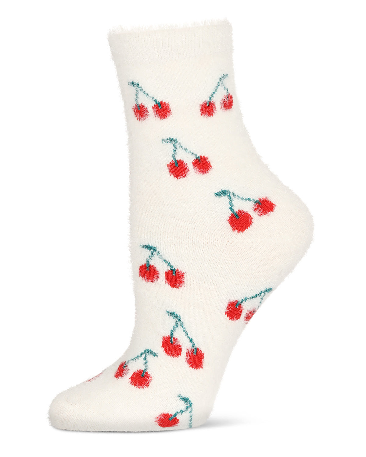 Women's Cherries Cozy Crew Socks : Color: Ivory