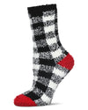 Women's Classic Buffalo Plaid Cozy Crew Socks : Color: Black
