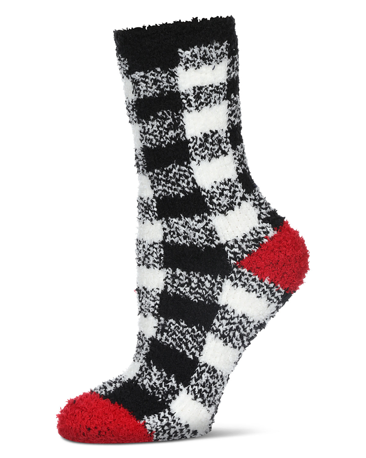 Women's Classic Buffalo Plaid Cozy Crew Socks : Color: Black