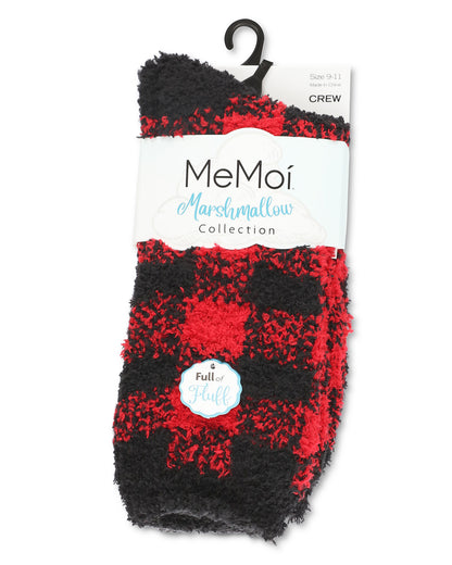 Women's Classic Buffalo Plaid Cozy Crew Socks : Color: Black