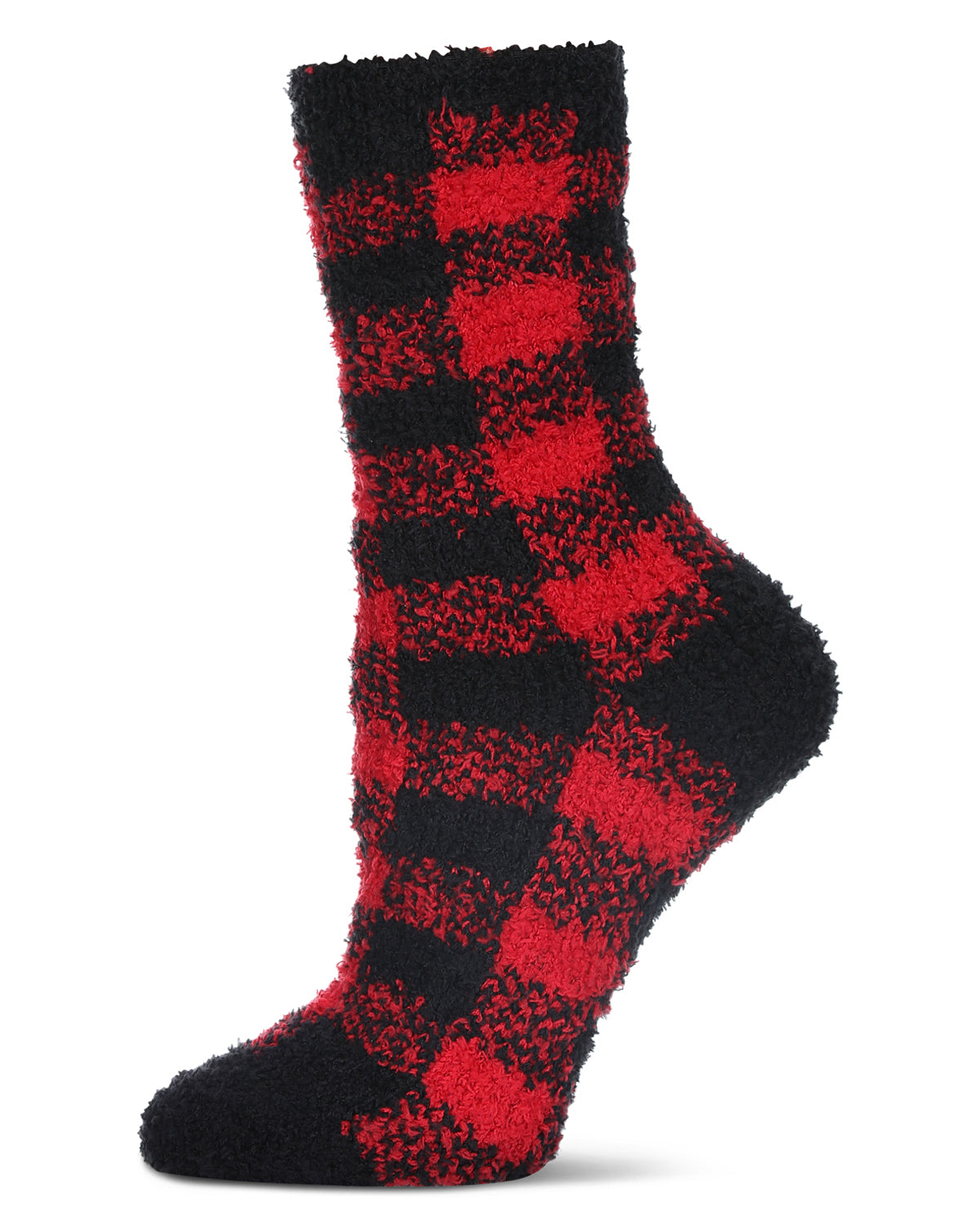 Women's Classic Buffalo Plaid Cozy Crew Socks : Color: Red