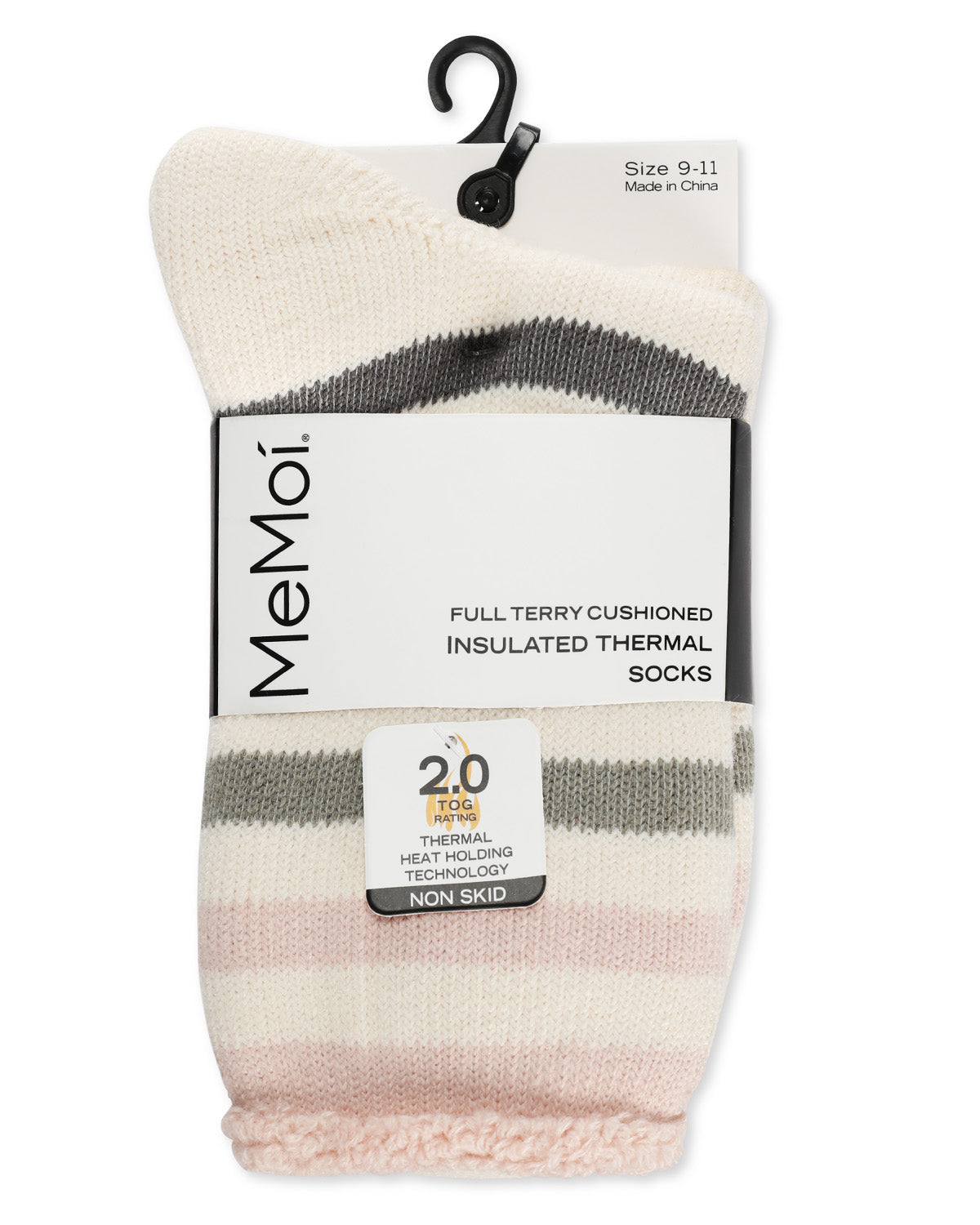 Women's Rugby Stripe Cozy Warm Thermal Crew Socks : Color: Ivory