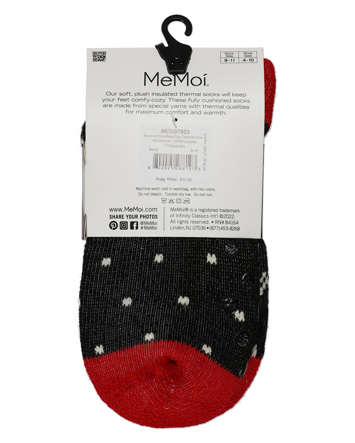 Women's Bordered Snowflake Cozy Warm Thermal Crew Socks : Color: Black