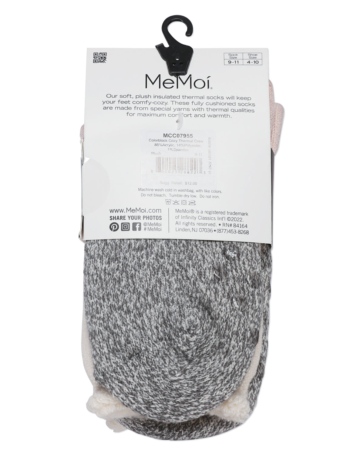 Women's Colorblock Cozy Warm Thermal Crew Socks : Color: Blush