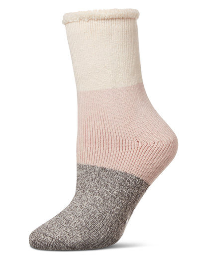 Women's Colorblock Cozy Warm Thermal Crew Socks : Color: Blush