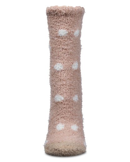 Women's Polka Dot Marshmallow Cozy Crew Socks : Color: Blush