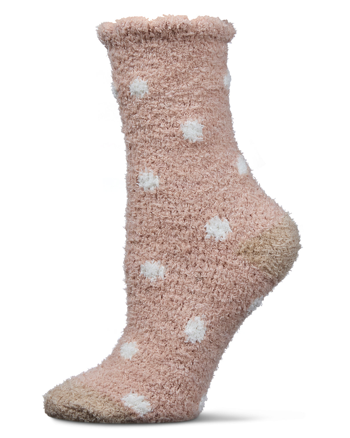 Women's Polka Dot Marshmallow Cozy Crew Socks : Color: Blush