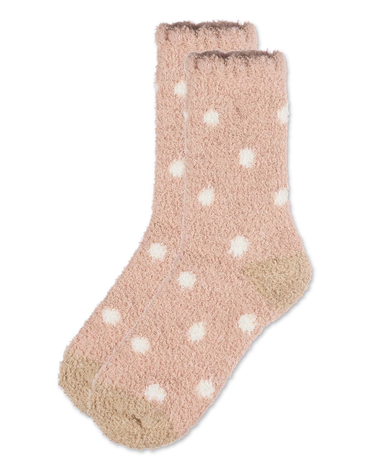 Women's Polka Dot Marshmallow Cozy Crew Socks : Color: Blush