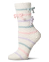 Women's Triple Bow Extra-Plush Non-Skid Cozy Crew Sock : Color: Ivory