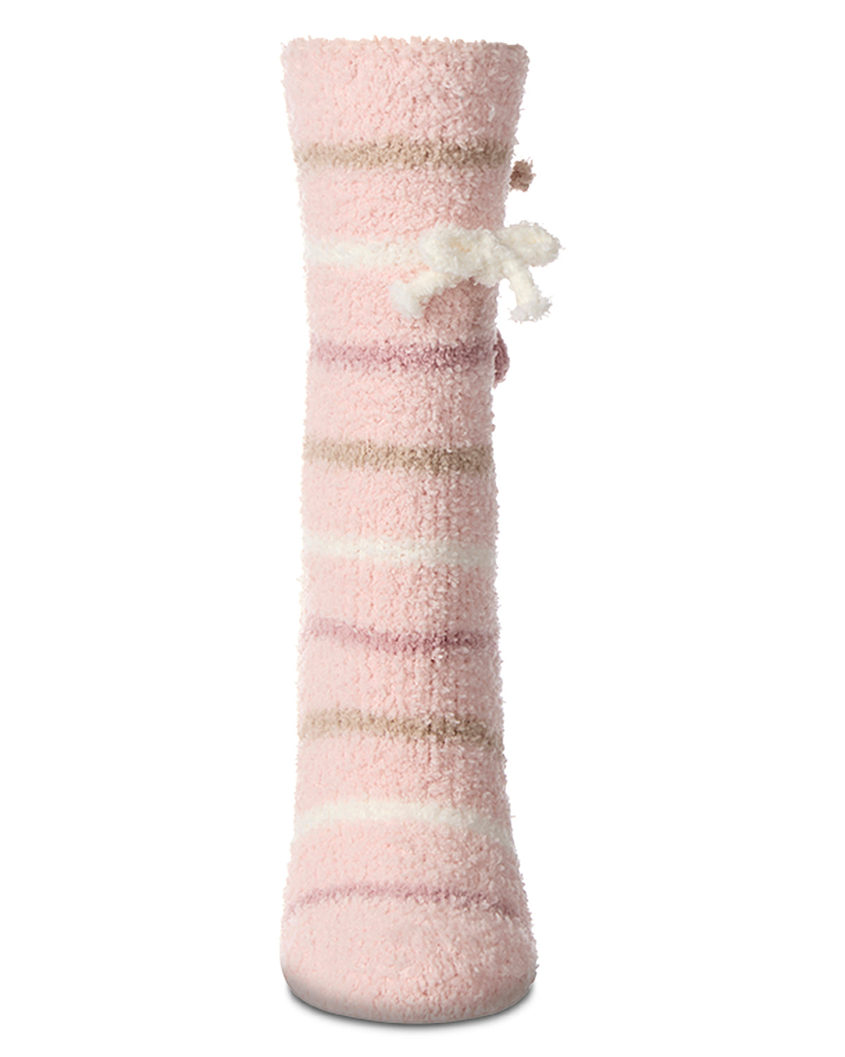 Women's Triple Bow Extra-Plush Non-Skid Cozy Crew Sock : Color: Ivory