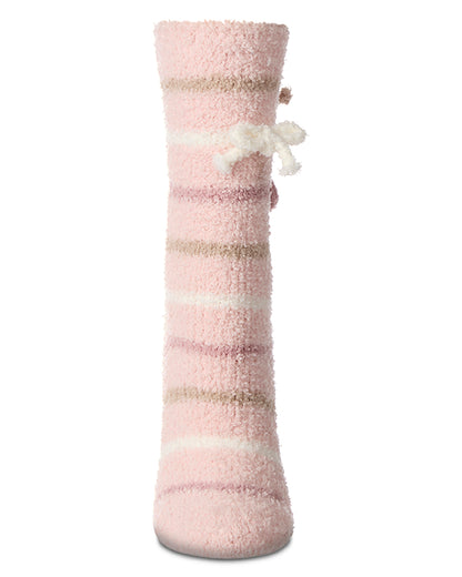 Women's Triple Bow Extra-Plush Non-Skid Cozy Crew Sock : Color: Ivory