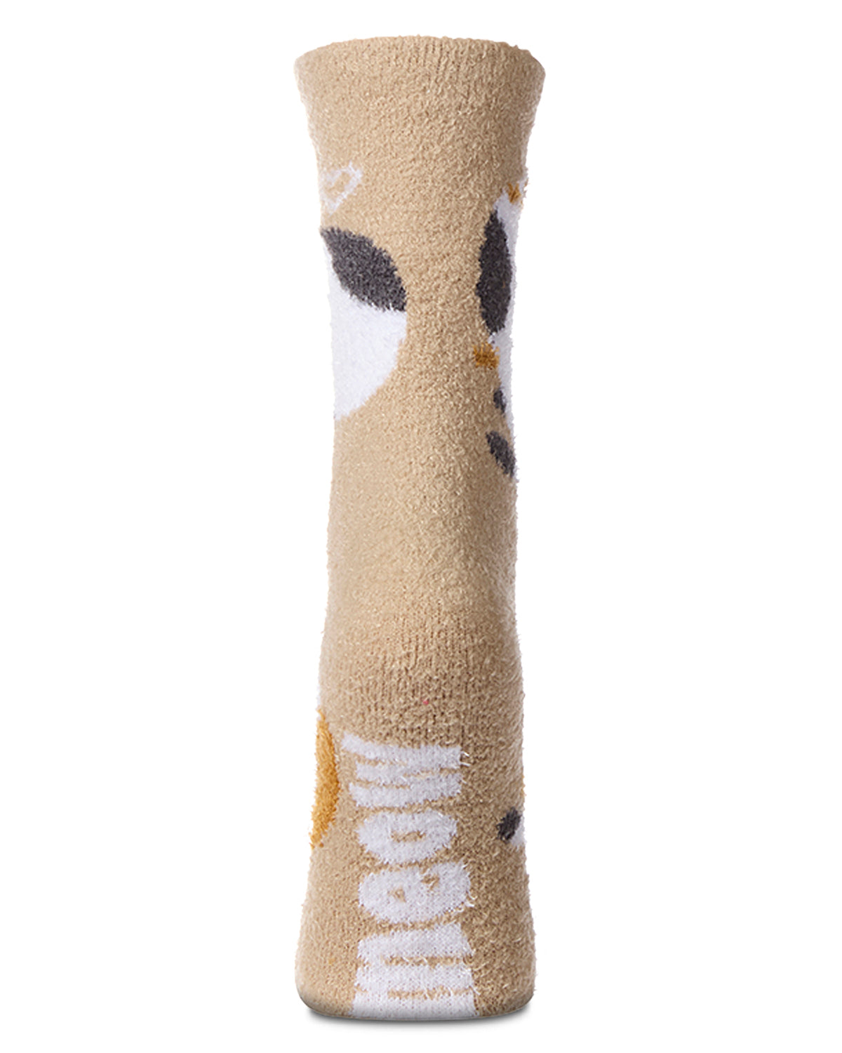 Women's Cat Themed SuperSoft Cozy Crew Sock : Color: Tan