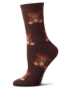 Women's "Lulu Bear" Micro-Plush Non-Skid Novelty Cozy Crew Sock