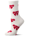 Women's "Bows" Micro-Plush Non-Skid Novelty Cozy Crew Sock
