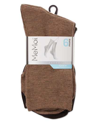 Women's 6 Pair Pack Basic Solid Soft Flat Knit Crew Socks : Color: Black