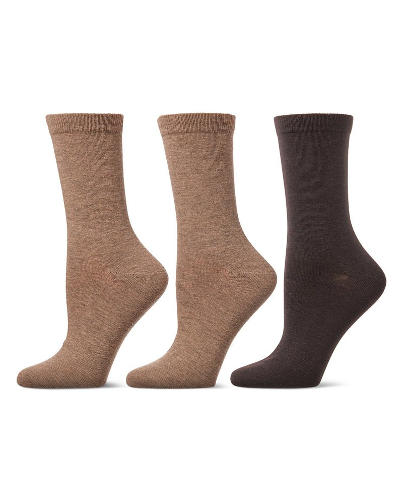 6 Pairs Women's Basic Solid Soft Flat Knit Crew Socks