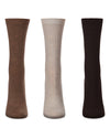 Women's 6 Pair Pack Basic Solid Soft Flat Knit Crew Socks : Color: Oatmeal Heather-Khaki-Brown