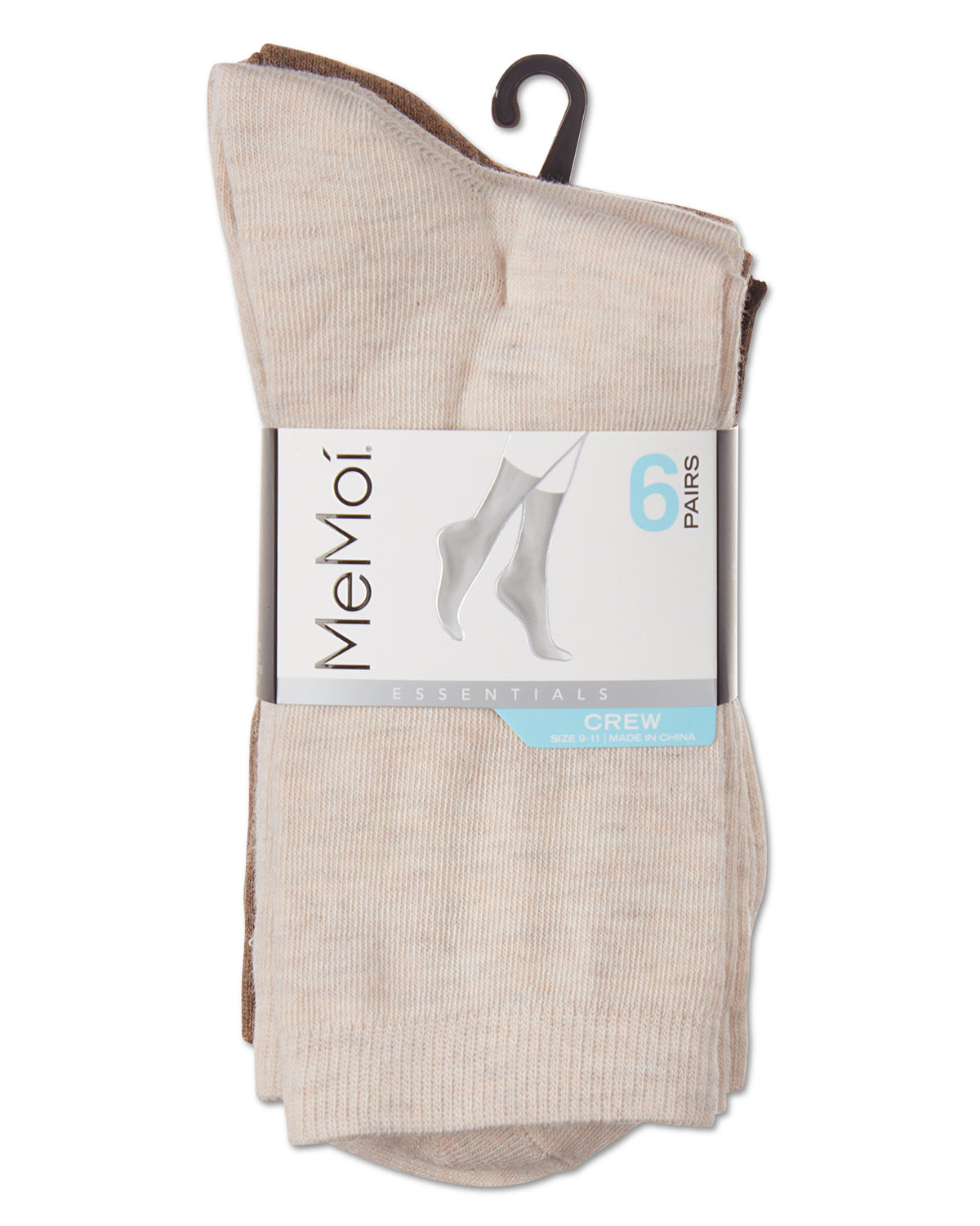 Women's 6 Pair Pack Basic Solid Soft Flat Knit Crew Socks : Color: Black