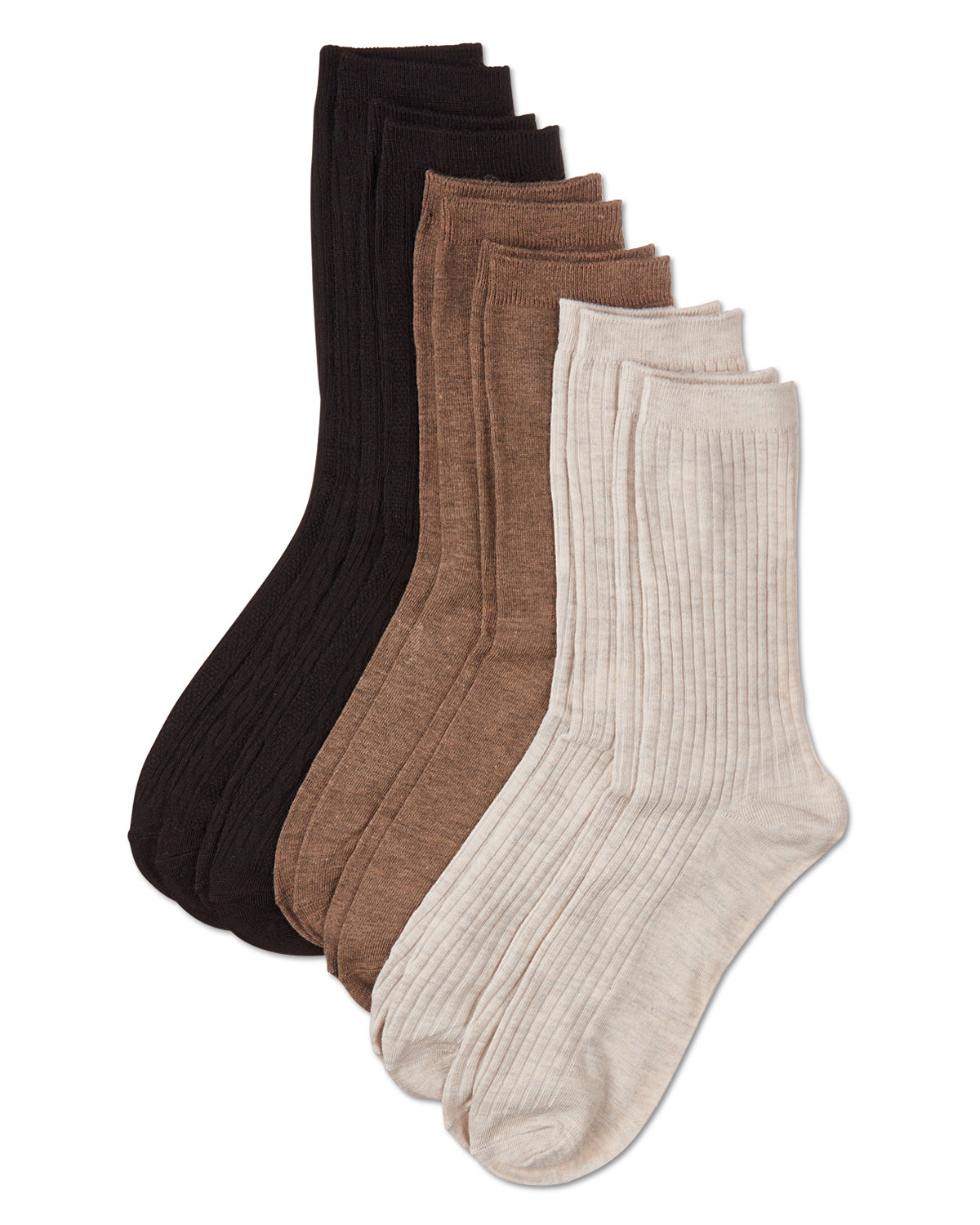Women's 6 Pair Pack Basic Solid Soft Flat Knit Crew Socks : Color: Black