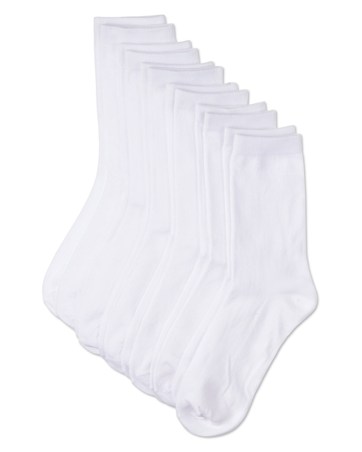 Women's 6 Pair Pack Basic Solid Soft Flat Knit Crew Socks : Color: White